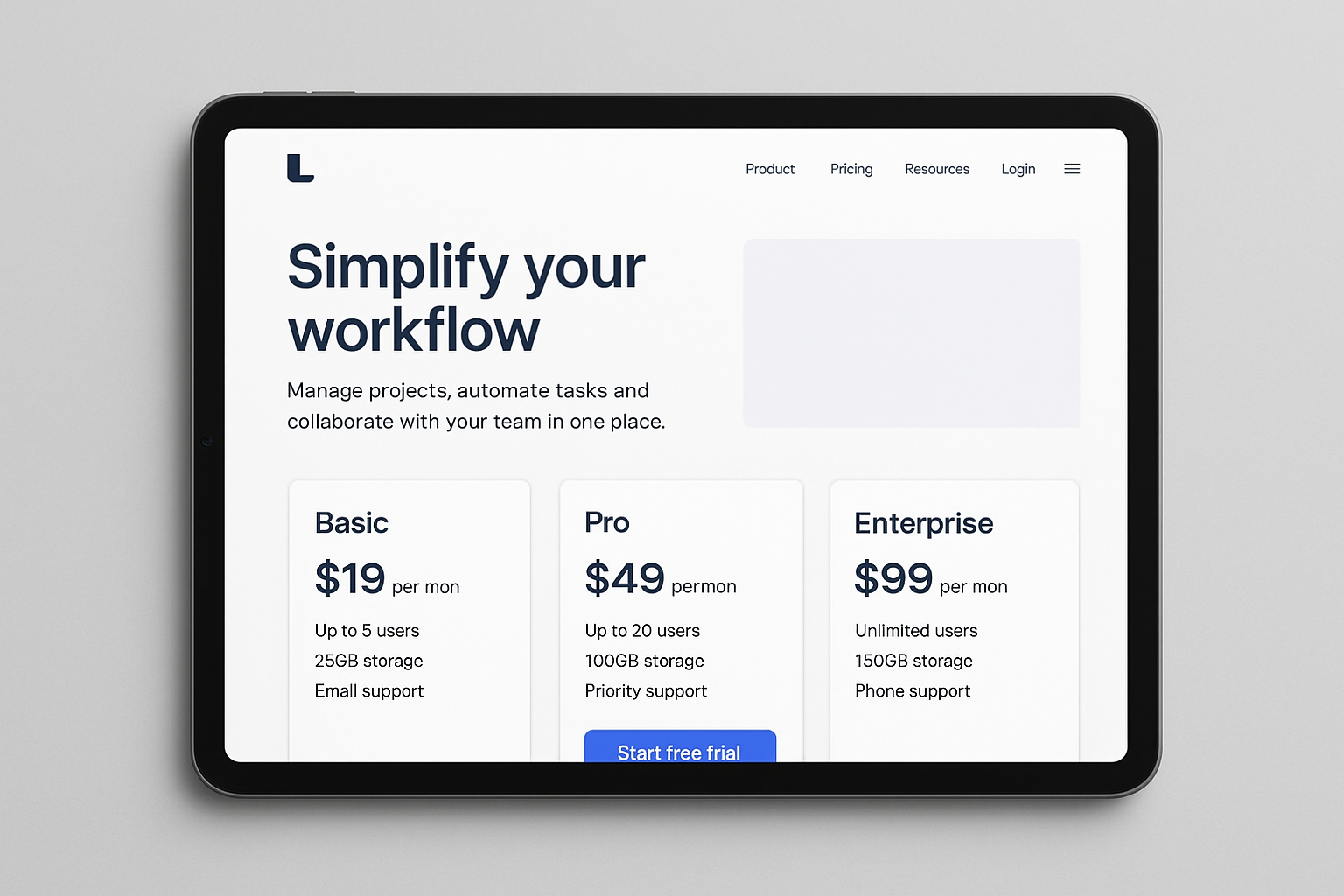 Mobile responsive view of the new landing page